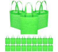 RUNROTOO Bolsas Reutilizables Compra 30 Unidades de Tela No Tejida 25x30x10 Cm Color Verde Manzana con Asas para Supermercado, Fiestas y Regalos Prácticos