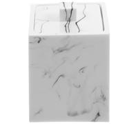 RUNROTOO Caja Pequeña para Hisopos de Algodón Diseño Mármol Blanco Tinta Organizador Portátil de Resina Tapa para Baño y Hotel Práctico Estuche Compacto para Palillos de Dientes