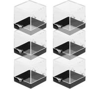 RUNROTOO Caja Transparente y Diseño Duradero para Exhibición de Minerales 6 Piezas, Expositor de Rocas de Plástico Resistente para Colecciones