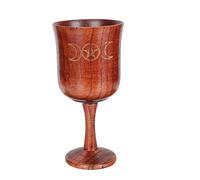 RUNROTOO Cáliz de Madera Marrón Diseño Retro Luna Triple, Decoración para Ceremonias Religiosas y Ornamento para Mesa en Rituales Espirituales