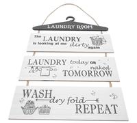 RUNROTOO Cartel de Madera Rústico para Pared con Cuerda, Adorno Colgante para Lavandería, Diseño Original y Efecto Visual Elegante para Tu Cuarto de Lavado