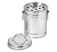 RUNROTOO Cenicero de Cubo Metálico Tapa, Mini Papelera de Sobremesa 5.7X3.9 Pulgadas para Hogar y Oficina