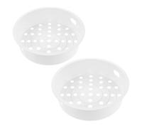 RUNROTOO Cesta Vaporera de Arroz de 2 Piezas para Cocina Tradicional, Material Pp Blanco, Fácil de Limpiar y Mantener, Adecuado para Cocinar al Vapor Verduras y Cerdo