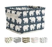 RUNROTOO Cestas Plegables de Lino y Algodón 6 Piezas con Estampados Variados, Cajas Organizadoras de Tela Compactas para Escritorio, Hogar y Oficina, Contenedores Decorativos