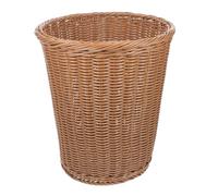 RUNROTOO Cesto de Basura Doméstico sin Tapa de Hierro Antióxido Reforzado, Tejido Imitación Ratán Color Marrón, Redondo, Adecuado para Oficina, Hogar y Habitación