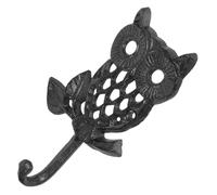 RUNROTOO Colgador de Pared de Hierro Fundido Forma de Búho Negro, Gancho Rústico para Toallas y Sombreros, Fácil Instalación y Gran Capacidad de Carga para Entrada y Dormitorio