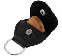 RUNROTOO Contenedor de Púas de Guitarra Llavero de Guitarra PU y Madera Negro 2 Púas 1 Estuche para Profesores de Música y Principiantes
