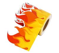 RUNROTOO Decoración para Fiestas Temáticas de Bomberos Pegatinas de Llama Realista, Borde Flexible de Papel para Tablón de Anuncios, Uso en Aulas y Fiestas de Hogueras
