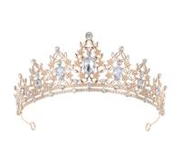 RUNROTOO Diadema de de diamantes de imitación, tiara brillante de princesa para quinceañera, tocado de de diamantes de imitación para bodas, cumpleaños, bailes de graduación, graduaciones, dorado