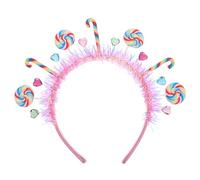 RUNROTOO Diadema de piruleta de con guirnalda: Diadema novedosa y colorida con forma de piruleta y corazón de, divertida y linda, ideal para fiestas de cumpleaños y días festivos.