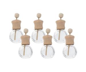 RUNROTOO Difusor de Fragancia Reutilizable para Coche Clip, 6 Unidades de Vidrio y Madera de 10ml, Mantiene el Aire Fresco y Fácil de Transportar para Amigos y Colegas