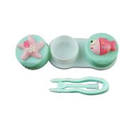 RUNROTOO Estuche para Lentes de Contacto con Pinzas con Diseño de Peces, Caja de Almacenamiento Ligera de Plástico para Fácil Identificación y Viaje Color Color