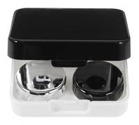 RUNROTOO Estuche para Lentes de Contacto Mini Negro Tapa, Caja Organizadora Compacta para Viaje y Uso Doméstico, Soporte Seguro para Contenedor de Lentes Portátil