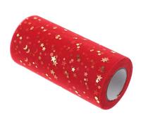 RUNROTOO Falda de Mesa de Gasa Lentejuelas Rojas, 15 Cm X 25 Yardas, Falda para Fiesta y Boda, Adorno Decorativo Ligero para Mesas en Eventos y Celebraciones