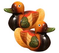 RUNROTOO Figura de Mandarines de Madera Pintada, Hogar y Obsequio Original para Aniversario o Boda, Diseño Colorido y Detallado