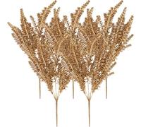 RUNROTOO Flores Artificiales Forma Natural de Espiga de Dorada Ramo de 5 de Plástico y Color Brillante para de Bodas y