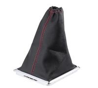 RUNROTOO Funda para Palanca de Cambios del Coche de Cuero Costura Roja, Cubierta Protectora Antidespolvoreo para Palanca Manual, Accesorio Automotor para Interior, Mejora el Estilo y Tacto