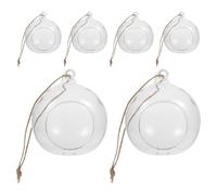 RUNROTOO Globos de Cristal Colgantes Transparentes 6 Piezas Base Plana de 8 CM y Cuerda de Cáñamo para Terrarios y Decoración Interior