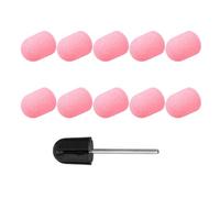 RUNROTOO Gorro de Arena para Manicura Rosa con 10 Piezas de Cabezales de Pulido de Plástico Resistentes al Calor para Quitar Uñas Semipermanentes y Cuidado Profesional