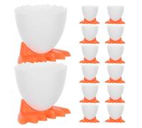 RUNROTOO Juego de 15 hueveras para desayuno - Soporte de plástico con diseño de dibujos animados para huevos pasados por agua o duros - Encantador soporte con forma de cáscara de huevo para