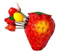 RUNROTOO Juego de Tenedores y Resistente Tamaño Mini para Servir Frutas con Diseño de Dibujos Animados con Soporte Rojo Varios estilos para Aperitivos y Ensaladas Varios estilos