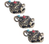 RUNROTOO Llavero Colgante de Latón Pi Yao Campana Set de 3 Piezas Amuletos Decorativos para Manualidades y Accesorios de Bijouterie Diseño Vintage para Joyería Artesanal