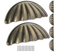 RUNROTOO Manijas Semicirculares de Aleación de Zinc para Muebles de Cocina y Tocador, Tiradores Vintage Diseño de Concha Marina, 6 Piezas para Armarios y Cajones, Fáciles de Instalar
