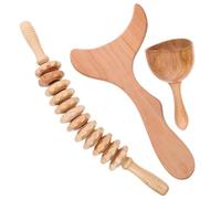 RUNROTOO Masajeador de Madera Corporal Rodillo y Gua Sha, Kit de Herramientas, Adecuado para Espalda y Cuello en Fisioterapia Casera