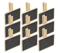 RUNROTOO Mini Pizarras Rectangulares de Madera Negra con Clip para Dejar Mensajes y Etiquetas en Restaurantes y Fiestas, Pack de 10 Piezas Pvc