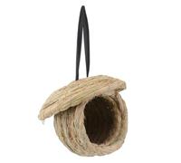RUNROTOO Nido de Paja Natural Tejido a Mano para Periquitos y Aves Pequeñas, Tamaño Pequeño 19x19x14 Cm, Casita Segura y Cálida para Jaulas, Accesorio para Pájaros Que Reduce Estrés