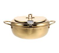 RUNROTOO Olla freidora con termómetro y rejilla recogegrasa - Sartén japonesa para tempura para cocina - Ideal para alitas de pollo, pescado y patatas fritas