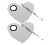 RUNROTOO Paleta de Acero Inoxidable para Mezclar Colores de Uñas con Anillo Ajustable, 2 Sets Prácticos para Decoración Nail DIY y Mezcla Precisa de Tonos Plata