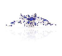RUNROTOO Peineta de Novia de Cristal Azul Real, Accesorio Manual para Cabello, Tamaño Medio, Cómodo para Damas en Eventos Nupciales