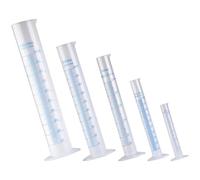 RUNROTOO Set de 5 Probetas Graduadas de Plástico Azul Base Estable, Cilindros Medidores Científicos de 50ml, 100ml, 250ml, 500ml y 1000ml para Laboratorio y Medición Precisa de Líquidos