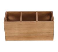 RUNROTOO Soporte para utensilios con 3 compartimentos, tarro de madera rústica para cubiertos, ideal para la encimera de la cocina, organizador de cubiertos estilo granja para tenedor, cuchara y