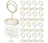 RUNROTOO Soportes de Clip para Tarjetas de Mesa 20 Piezas, Mini 50 Mm Redondos, Color Dorado, Porta Números de Mesa y Fotos para Bodas, Fiestas y Decoración de Oficina