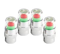 RUNROTOO Tapones de Válvula Pack de 4 Unidades para Neumáticos de Coche Indicador Visual de Presión 2.4barra, Material Metálico Cromado para Vehículos