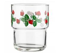 RUNROTOO Vaso de Cristal Material Vidrio Resistente para Diseño de Fresa Leche y Zumo Adecuado para Restaurante y Tienda de Postres