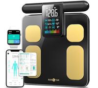 RunSTAR Báscula para peso corporal y porcentaje de grasa, báscula digital de alta precisión de 8 electrodos para medición de composición corporal IMC 20, báscula inteligente de baño con pantalla
