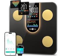 Runstar Báscula para peso corporal, báscula inteligente con pantalla VA 8 en 1, báscula digital de baño de alta precisión para peso corporal, frecuencia cardíaca, IMC, grasa corporal, aplicación de