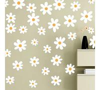 Runtoo Adhesivos murales flores blancas pegatinas de pared Boho Margarita Floral Decoración Pared Dormitorio Niña Baño Sala