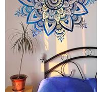 Runtoo Calcomanía de pared con diseño de media mandala, estilo bohemio, para sala de estar, dormitorio, cabecero, yoga, decoración del hogar