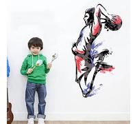 Runtoo Calcomanía de pared de jugador de baloncesto Slam Dunk Sports Wall Stickers Adolescentes Niños Dormitorio Gimnasio Decoración