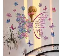 Runtoo Calcomanías de pared coloridas con citas inspiradoras de mariposas moradas para niñas, decoración de pared con texto en inglés "I am the storm"