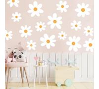 Runtoo Calcomanías de pared con diseño de margaritas blancas, diseño de flores bohemias, decoración de pared floral para dormitorio de niñas, habitación de niños, guardería, sala de estar