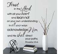 Runtoo Calcomanías de pared con texto en inglés "Trust in the Lord" [extragrande] versículo bíblico con citas inspiradoras para dormitorio, sala de estar, decoración de pared con letras familiares