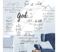 Runtoo Calcomanías de pared con versículo bíblico con citas inspiradoras cristianas religiosas de las Escrituras religiosas, calcomanías de pared para dormitorio, sala de estar, decoración de pared