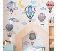 Runtoo Calcomanías de pared grandes con globos aerostáticos coloridos para guardería, luna, estrellas, nube, globo, calcomanías artísticas para decoración de dormitorio de bebés y niños