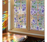 Runtoo Calcomanías decorativas de vinilo 3D para ventana, diseño de flores de arco iris, para ventanas, adhesivos estáticos, no adhesivos, 15.75 x 40 pulgadas