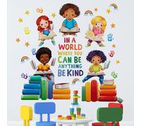 Runtoo Coloridas calcomanías de pared de igualdad para niños, citas inspiradoras, libro de pared, letras positivas, decoración de pared para guardería, sala de lectura, aula, sala de juegos,